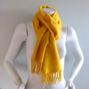 Rare! Vintage GAP Italy Archival Bright Yellow Wool Long Fringe Scarf